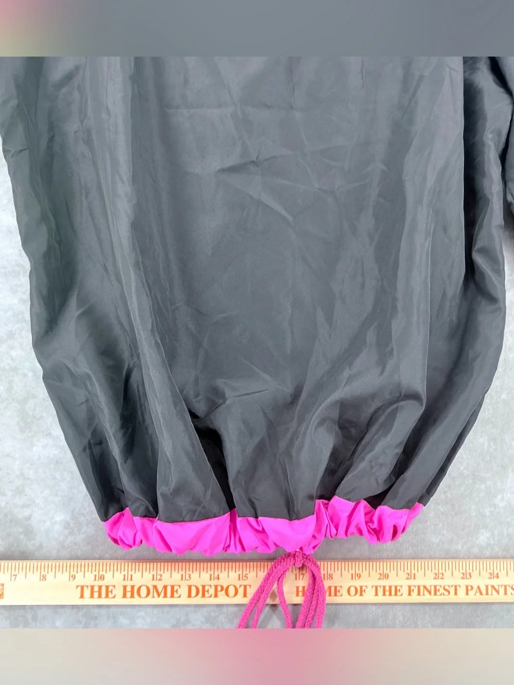 Vintage Black Windbreaker with Neon Pink & Lime Green Accents spirit Halloween - Picture 10 of 11